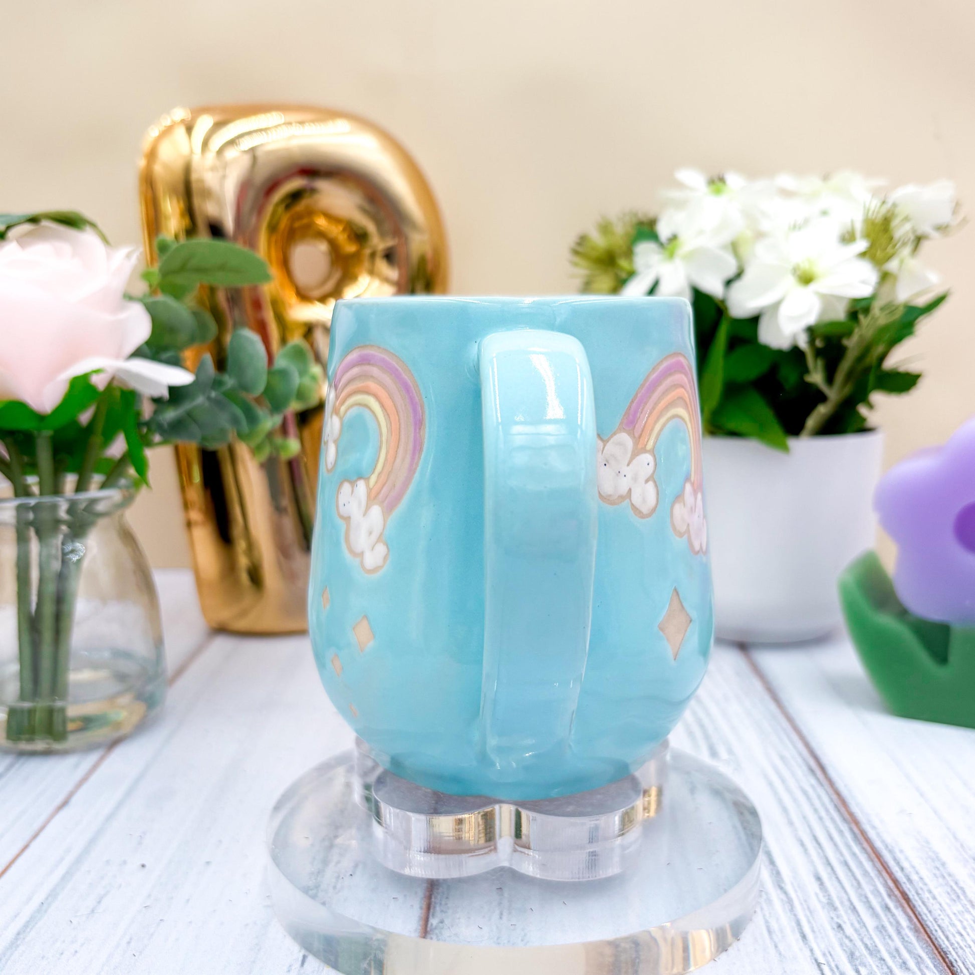 Light Blue Rainbow Ceramic Mug