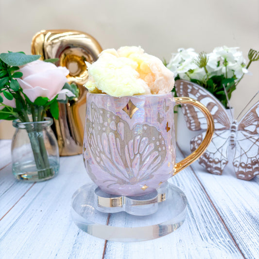 Gold Light Pink Butterfly Ceramic Mug