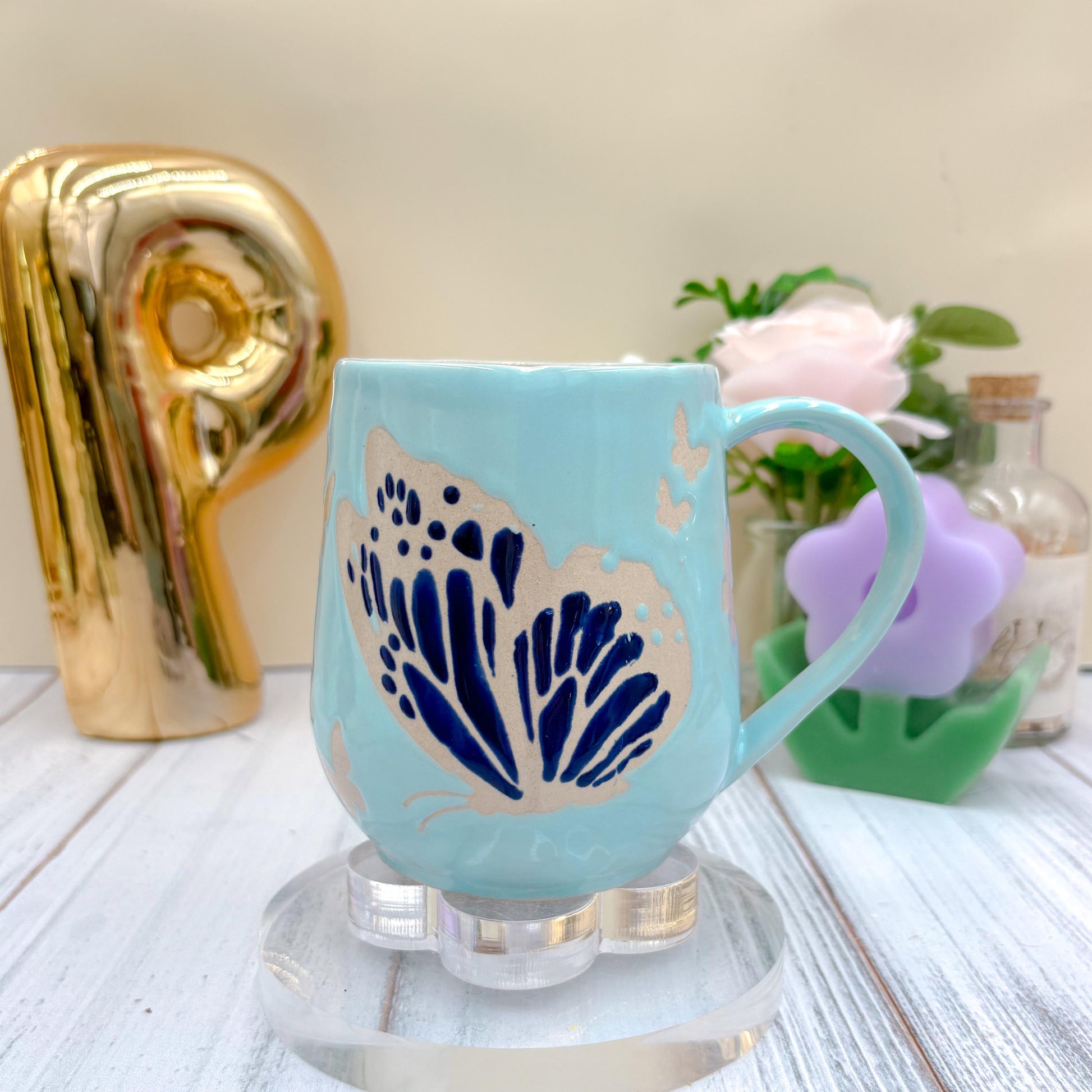 Blue Butterfly Ceramic Mug