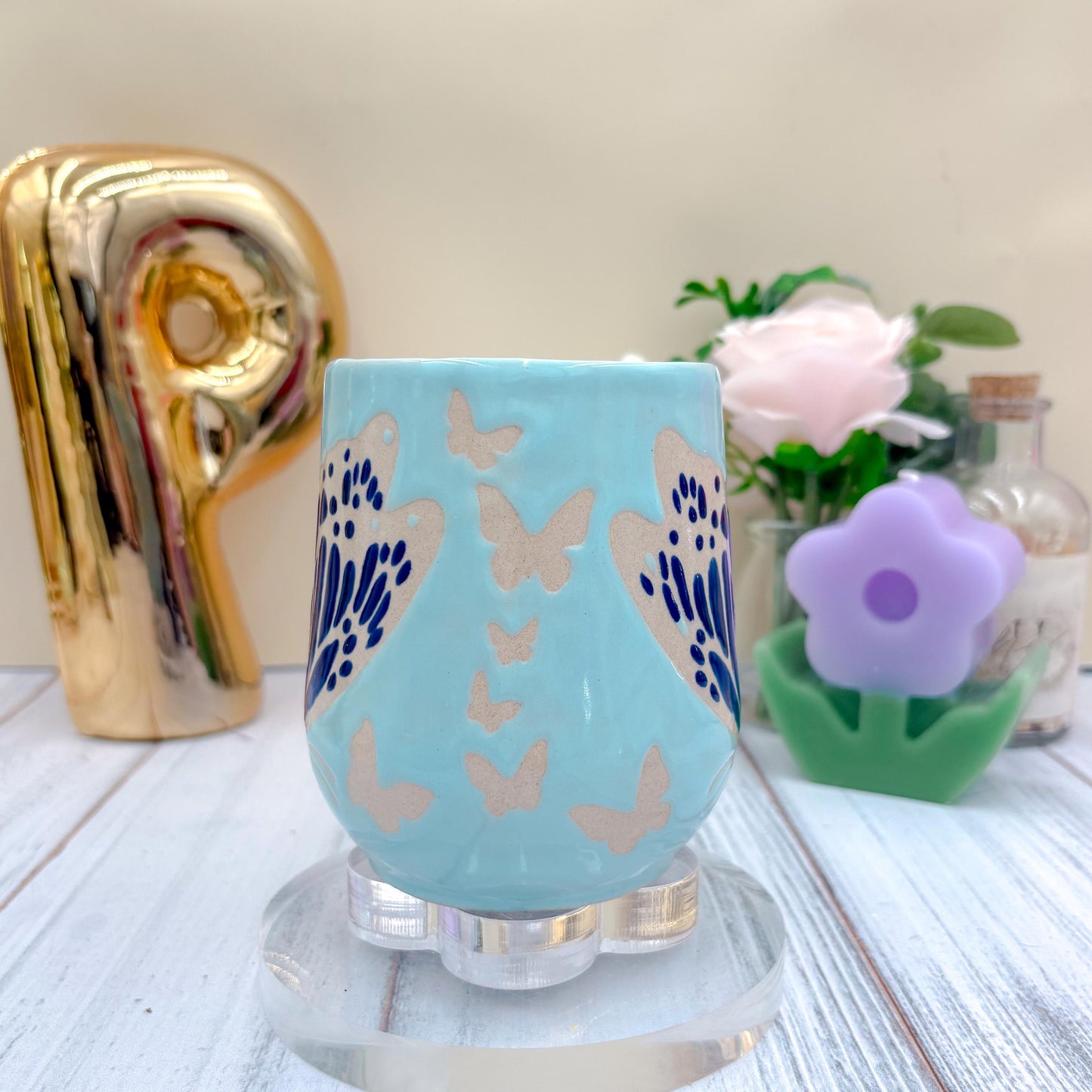 Blue Butterfly Ceramic Mug