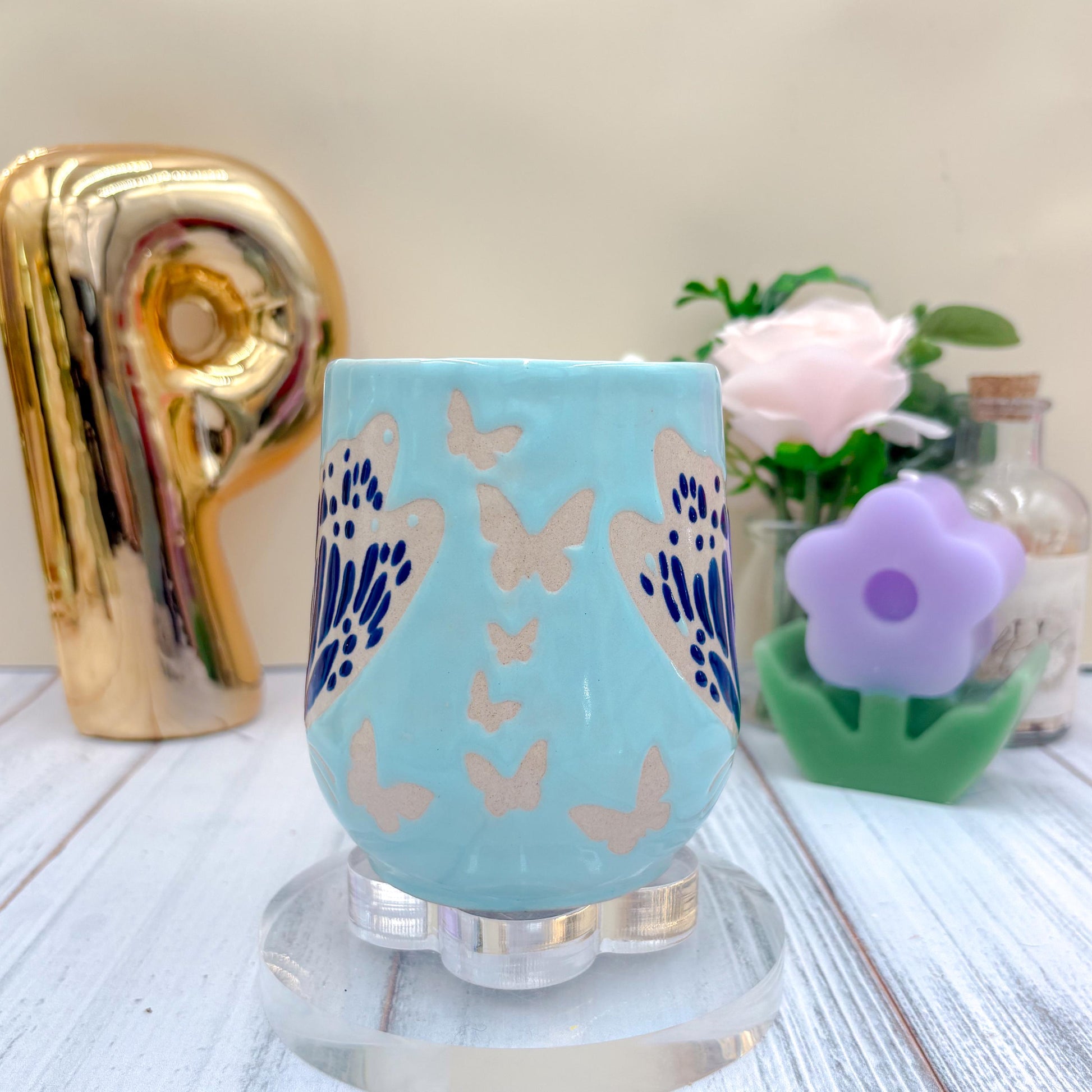 Blue Butterfly Ceramic Mug