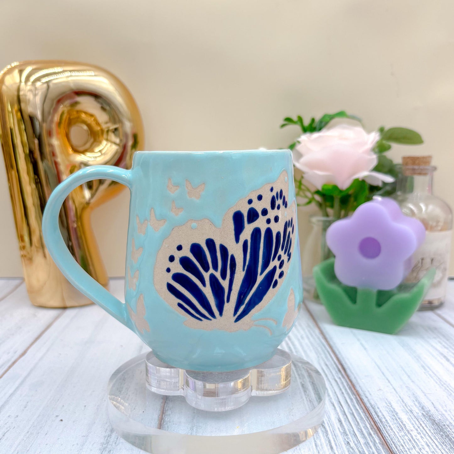 Blue Butterfly Ceramic Mug