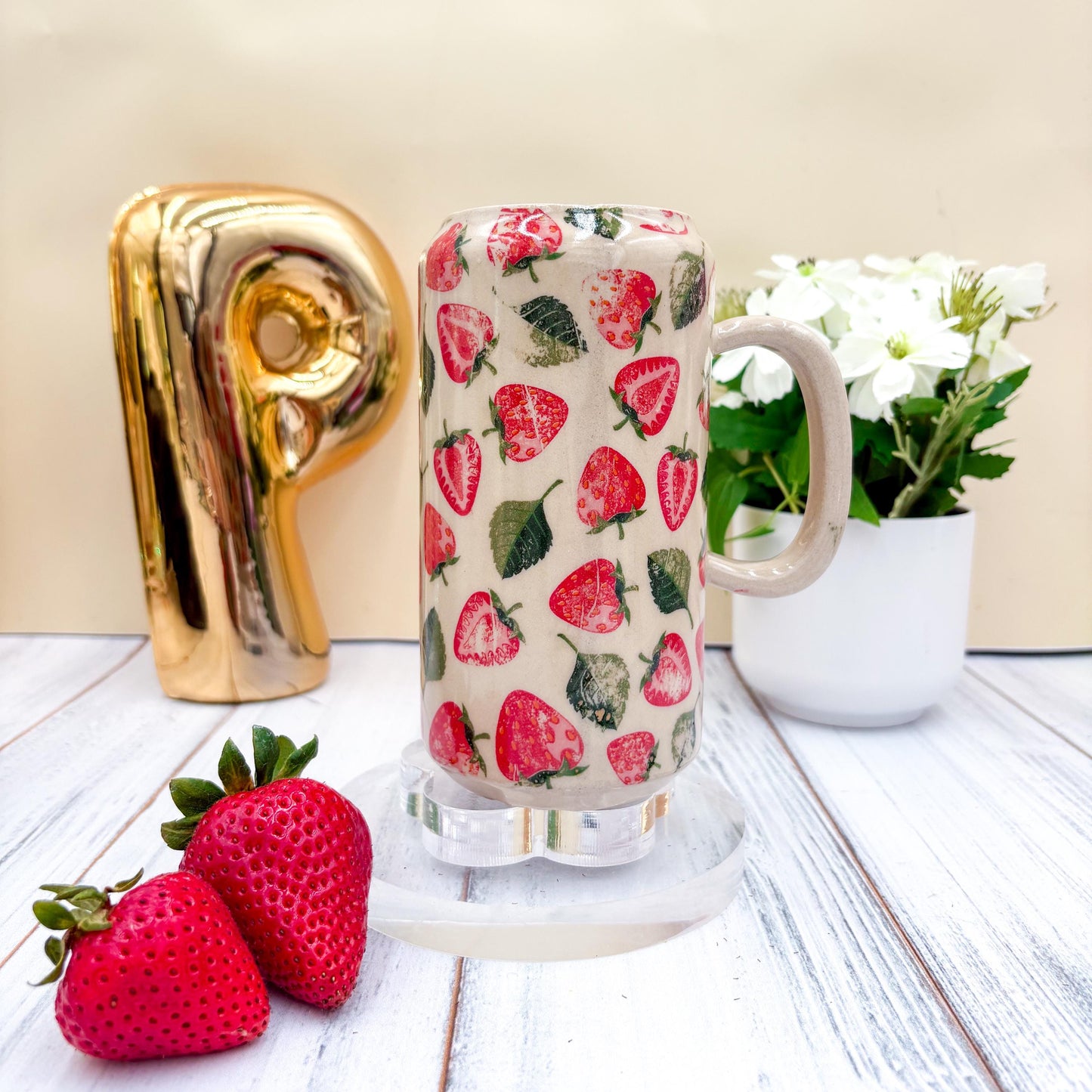 Strawberry Tumbler Ceramic Mug
