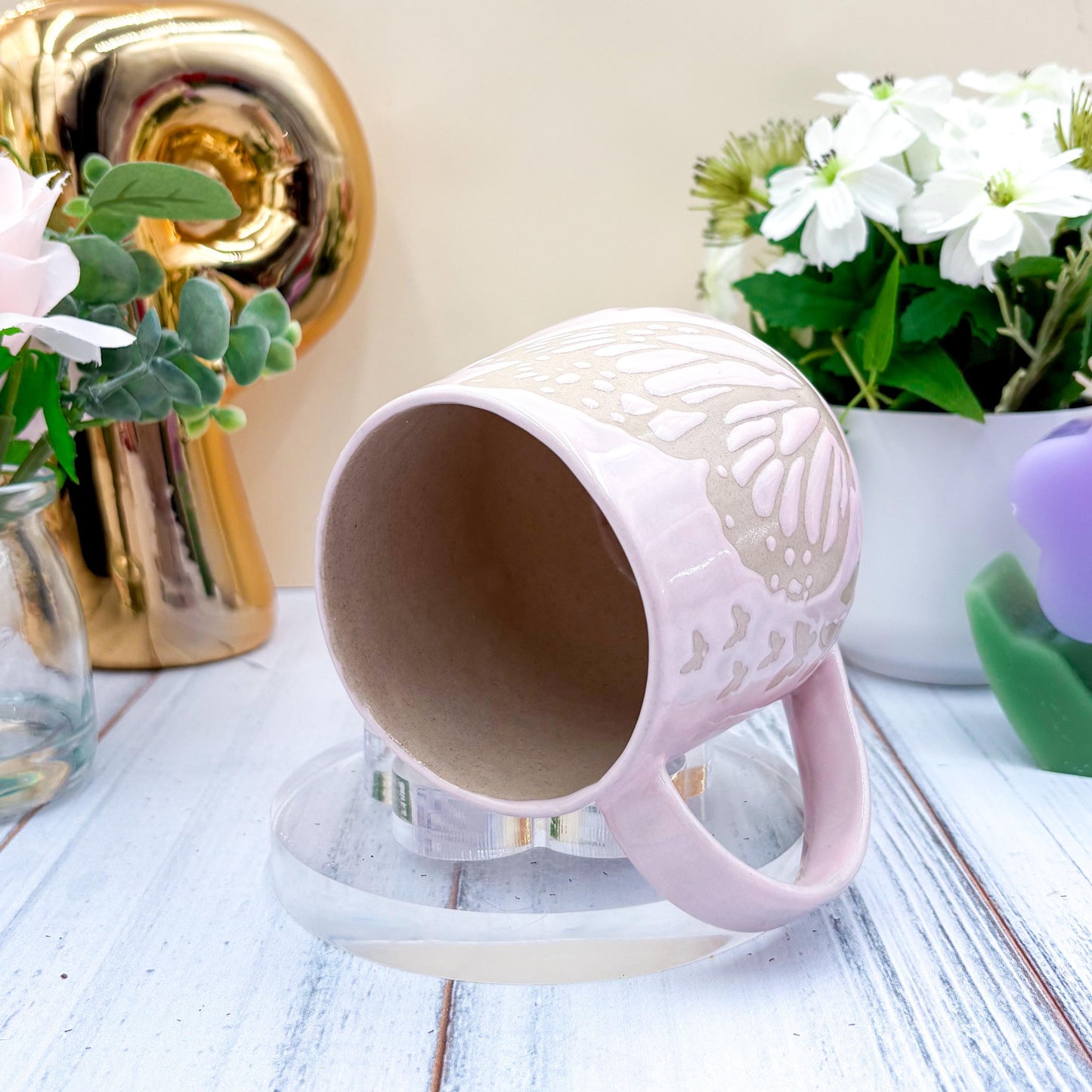 Light Pink Butterfly Ceramic Mug