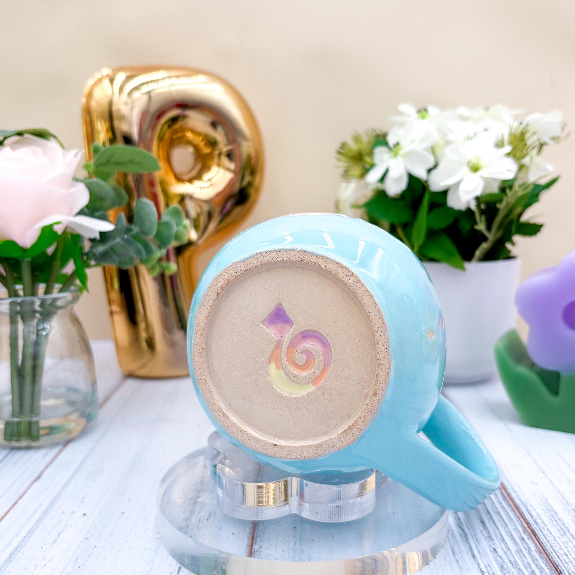 Light Blue Rainbow Ceramic Mug