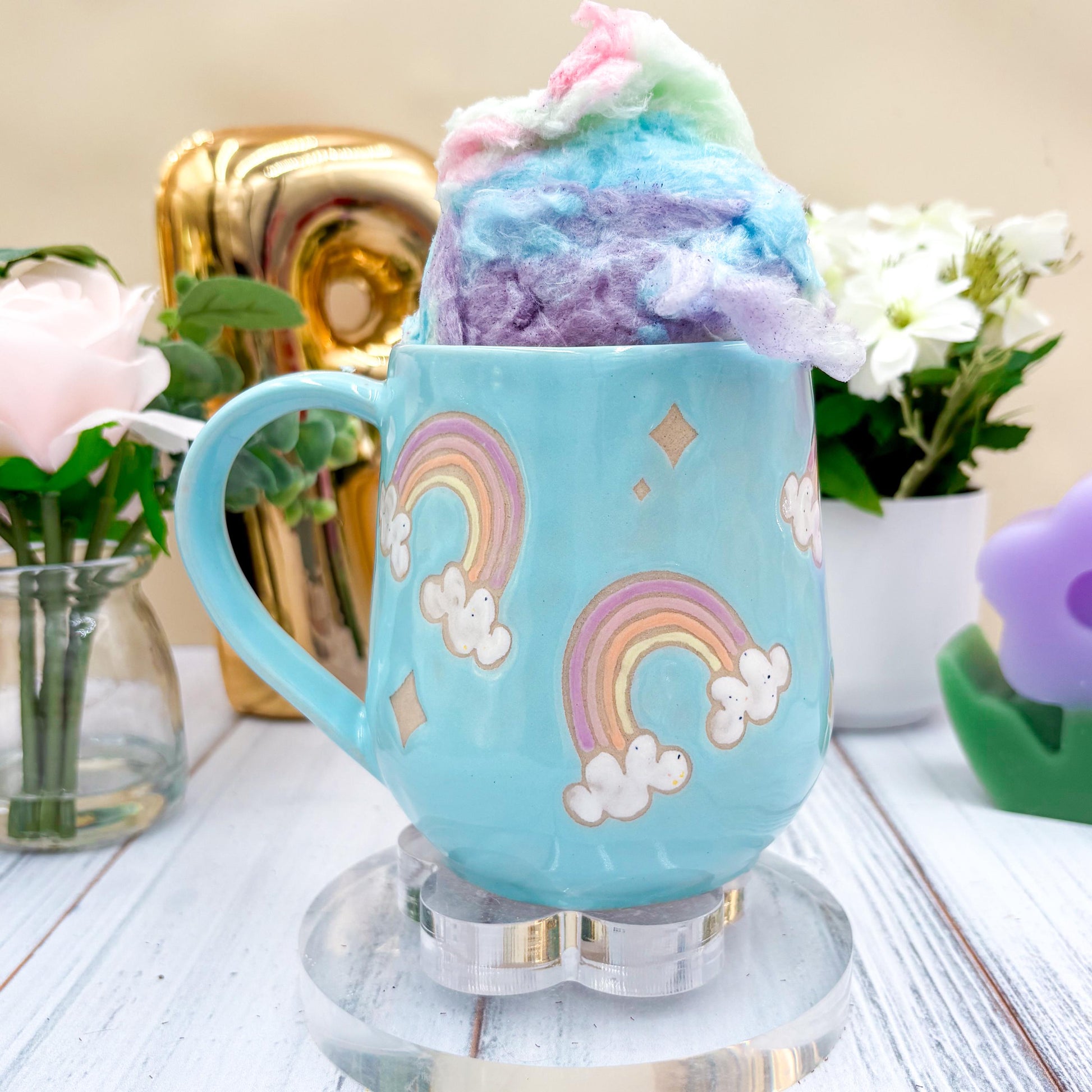 Light Blue Rainbow Ceramic Mug