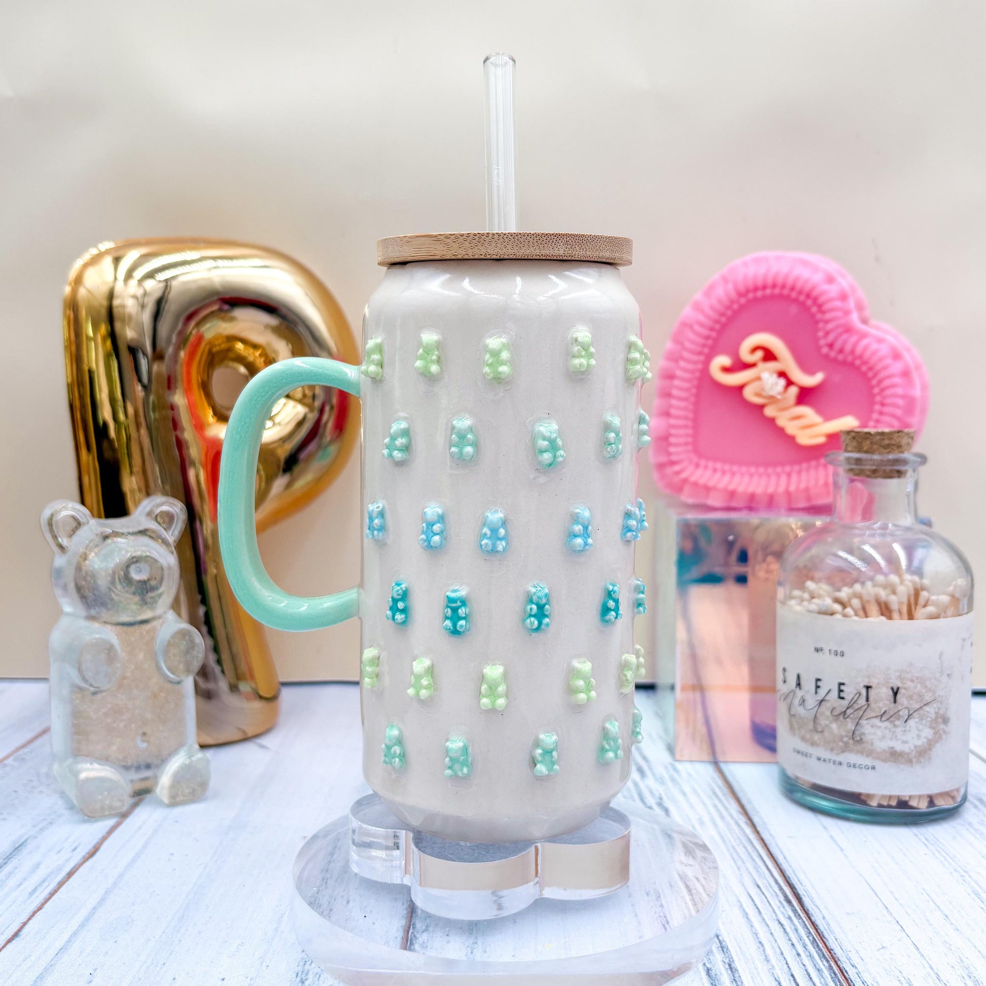 Blue Gummy Bear Ceramic Tumbler