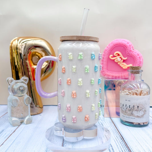 Ombré Gummy Bear Ceramic Tumbler, Ceramic Coffee Mug Handmade, Wife Gift Idea, Gummy Bear Lover, Gummy Bear Mug For Mom, Gummy Bear cup