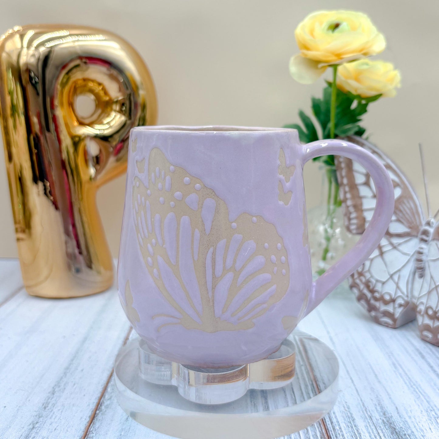 Light Purple Butterfly Ceramic Mug