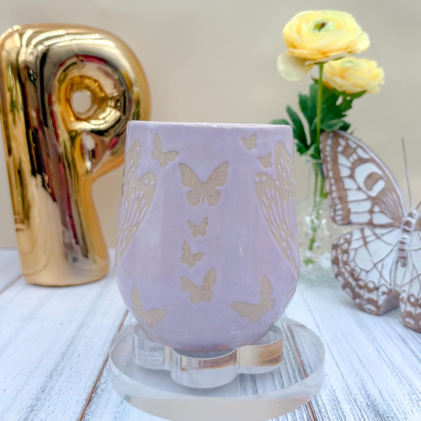 Light Purple Butterfly Ceramic Mug