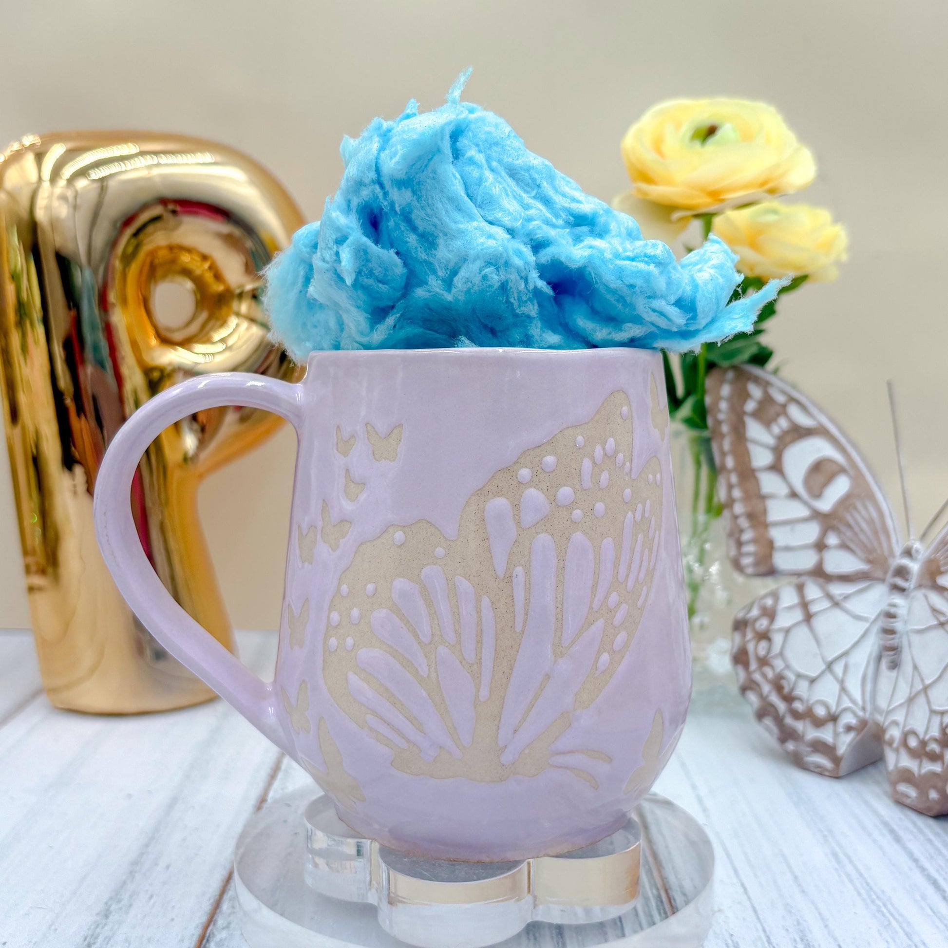 Light Purple Butterfly Ceramic Mug, Butterfly Ceramic Mug, Butterfly Lover Gift, Monarch Butterfly, Gardener Gift Idea, Butterfly Home Decor