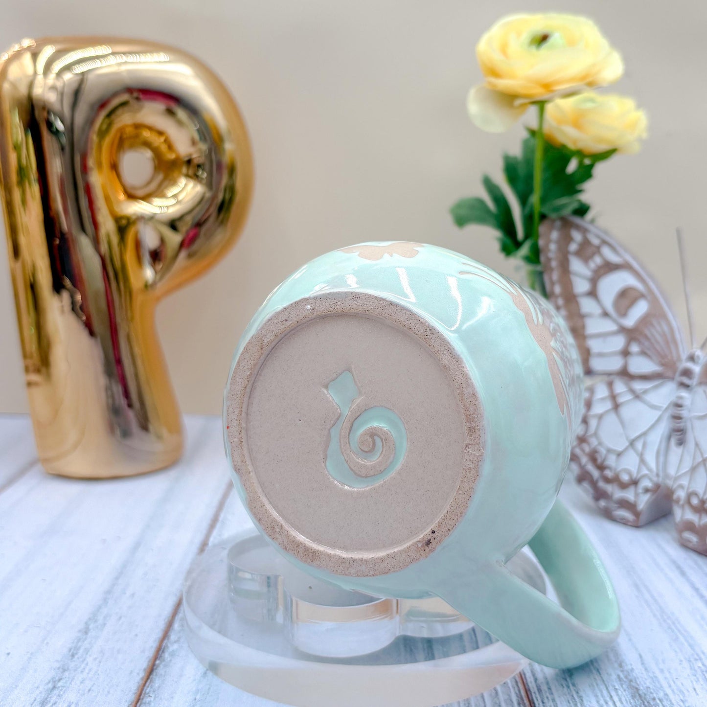 Light Blue Butterfly Ceramic Mug