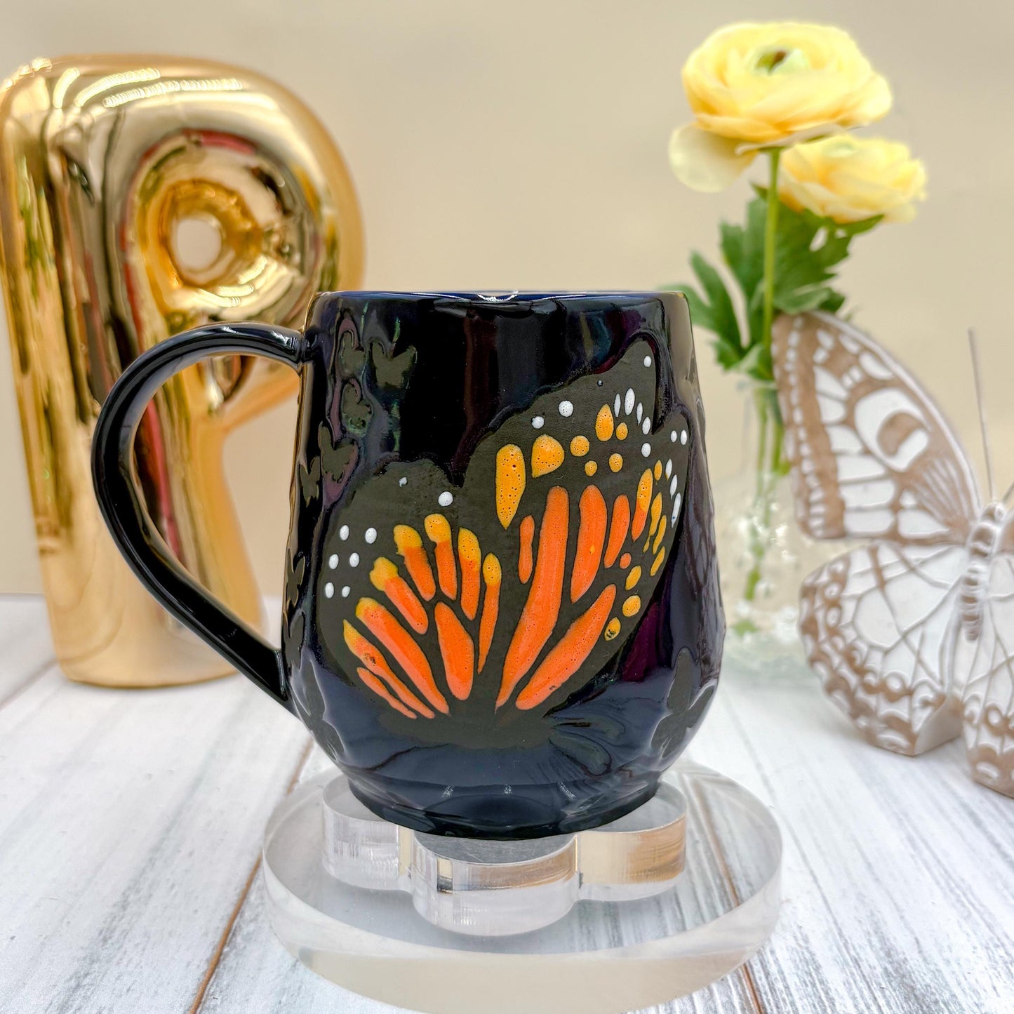 Blue Monarch Butterfly Ceramic Mug