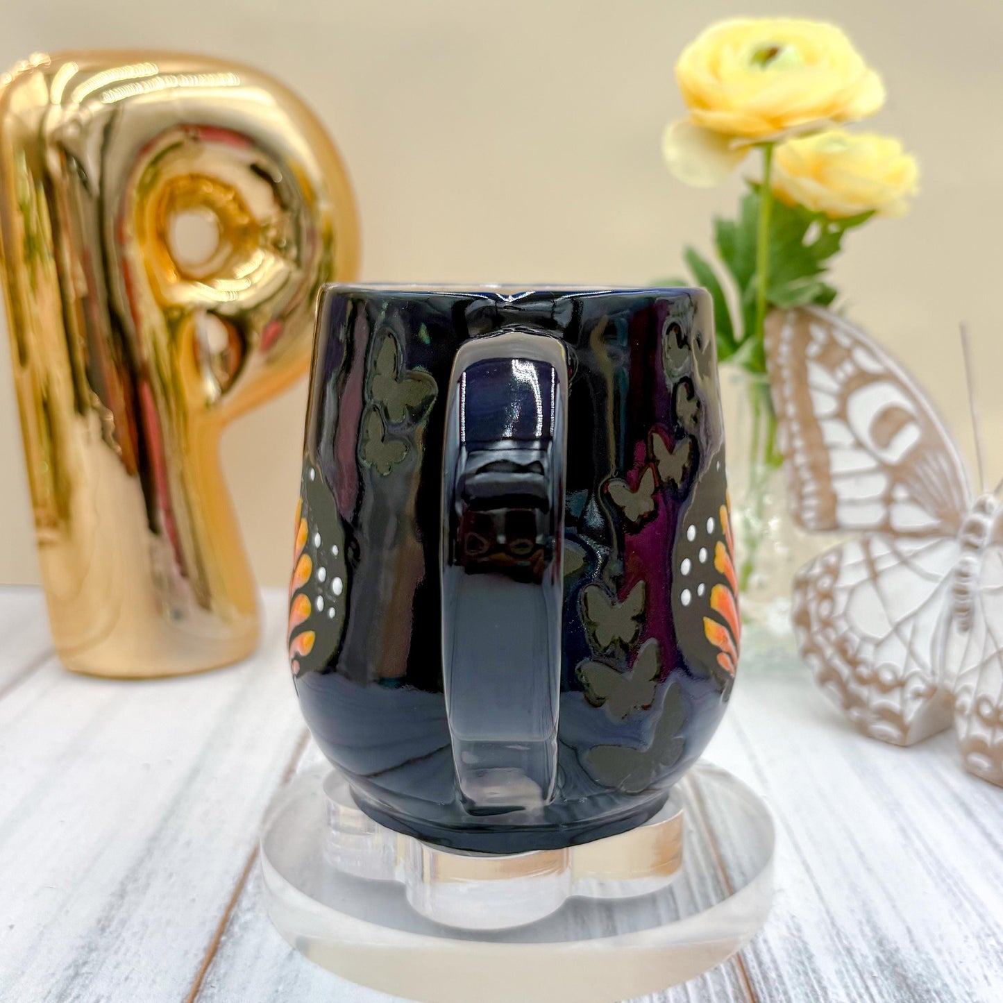 Blue Monarch Butterfly Ceramic Mug