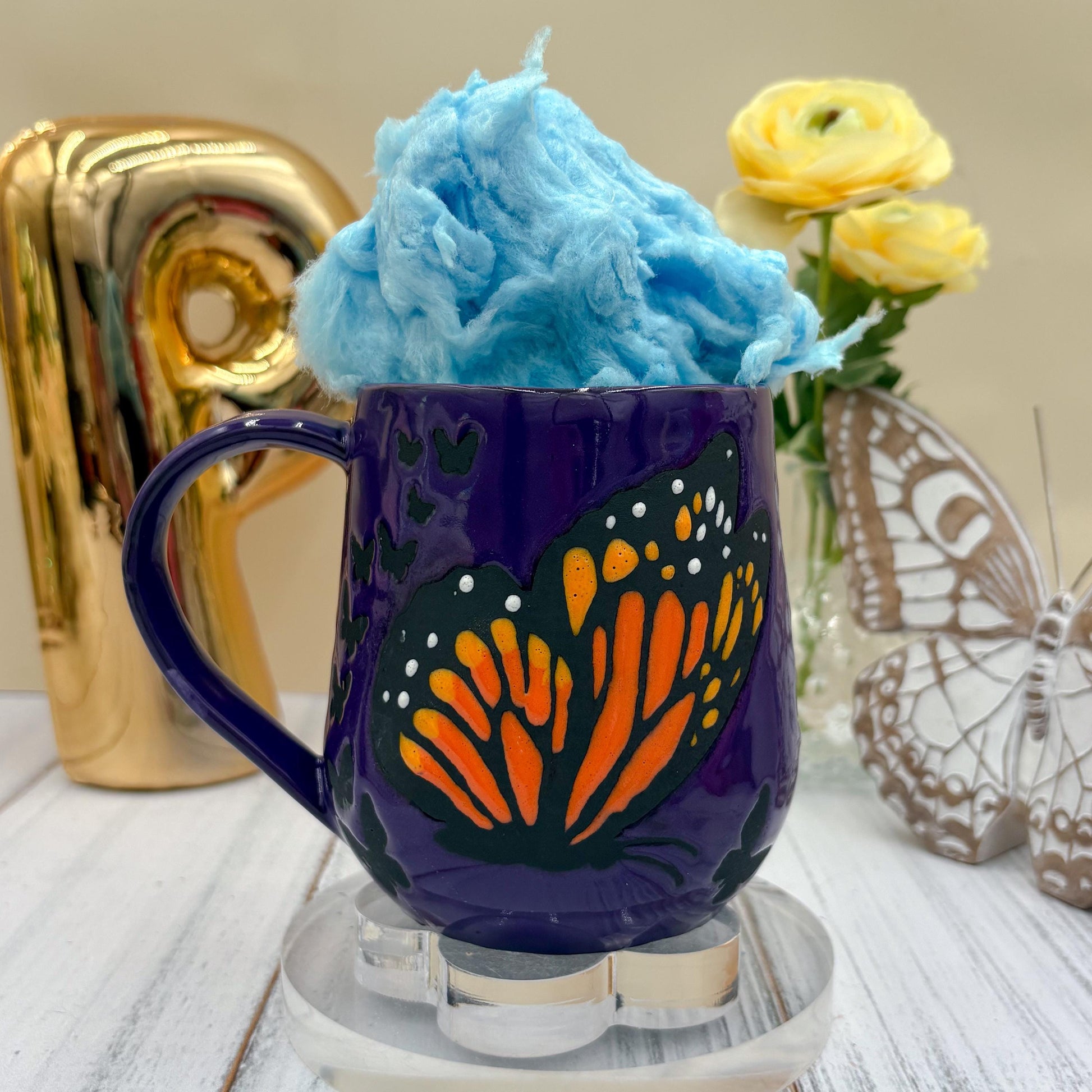 Purple Monarch Butterfly Ceramic Mug, Butterfly Ceramic Mug, Butterfly Lover Gift, Monarch Butterfly, Gardener Gift Idea, Butterfly Cute Cup