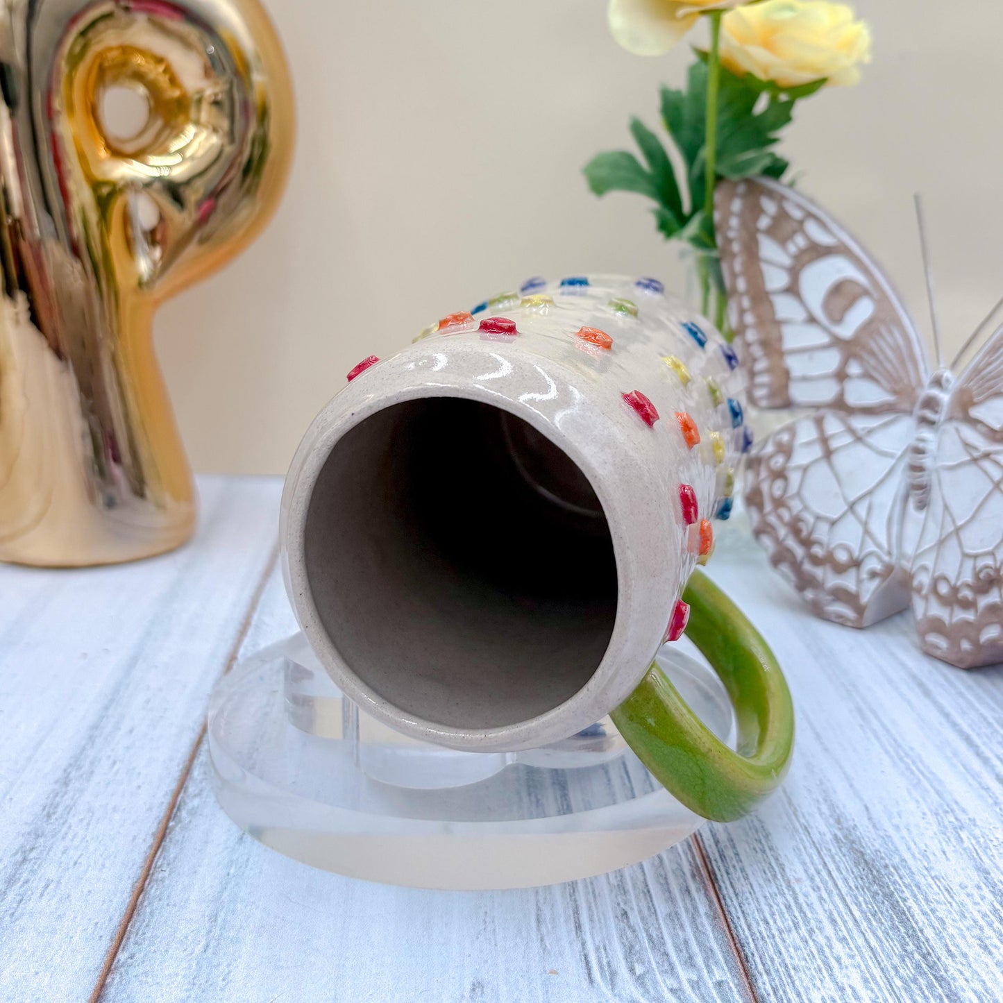 Rainbow Heart Ceramic Tumbler Mug
