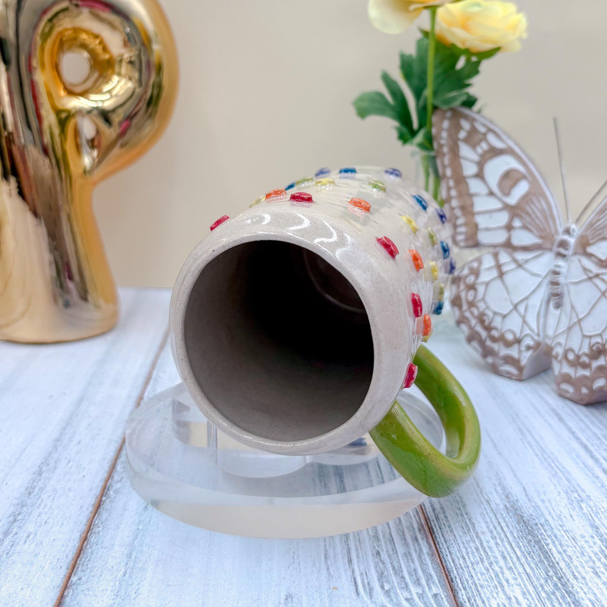 Rainbow Heart Ceramic Tumbler Mug