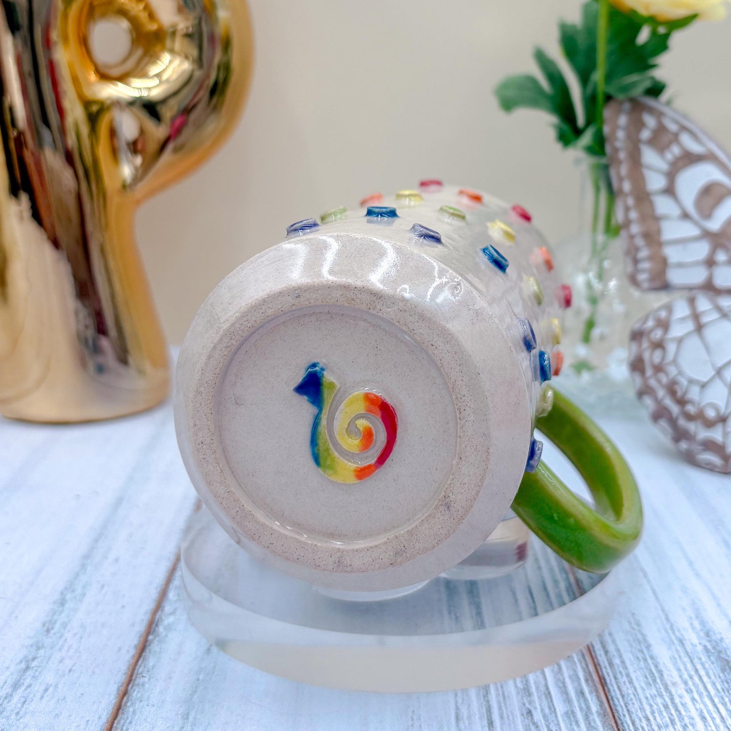 Rainbow Heart Ceramic Tumbler Mug