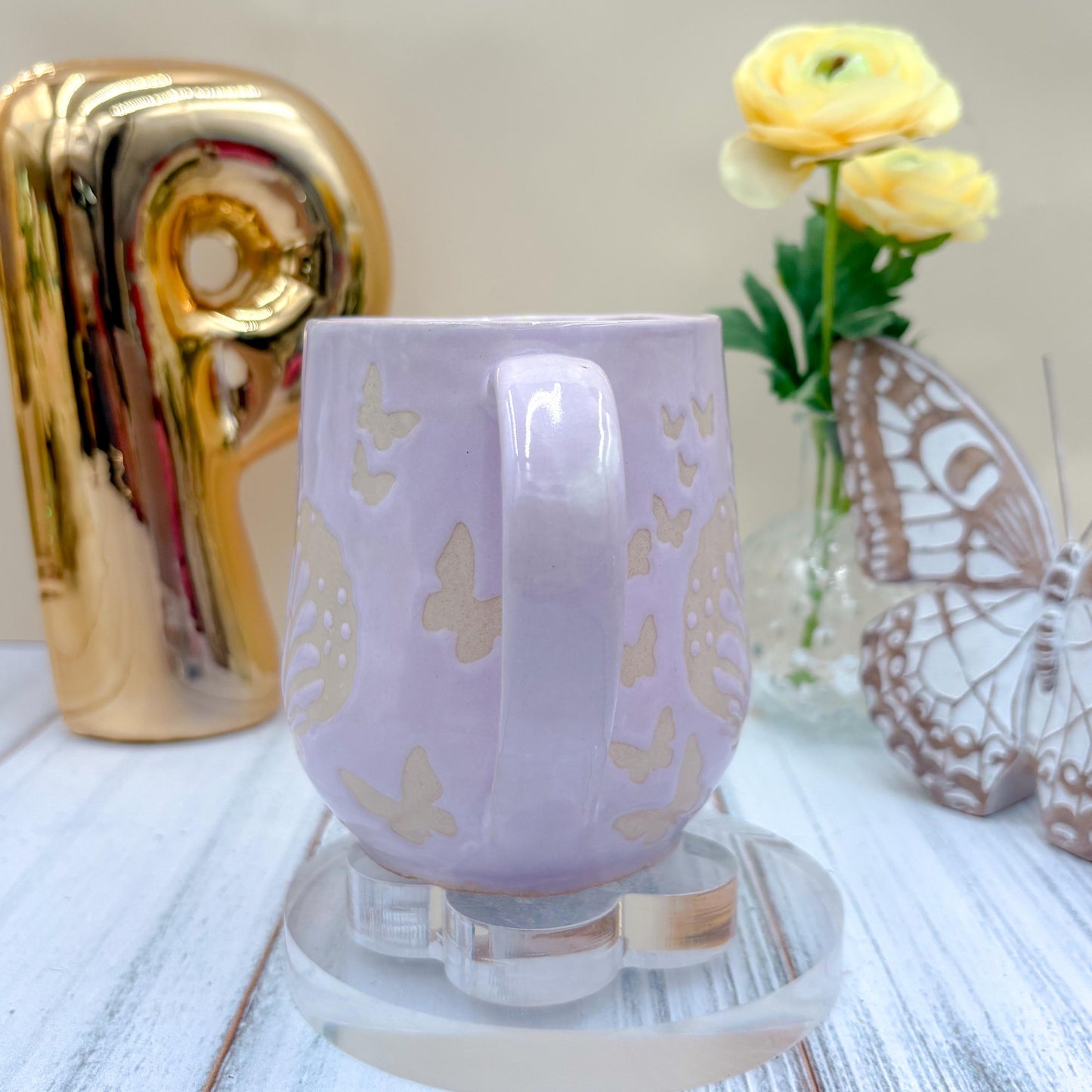 Light Purple Butterfly Ceramic Mug, Butterfly Ceramic Mug, Butterfly Lover Gift, Monarch Butterfly, Gardener Gift Idea, Butterfly Home Decor