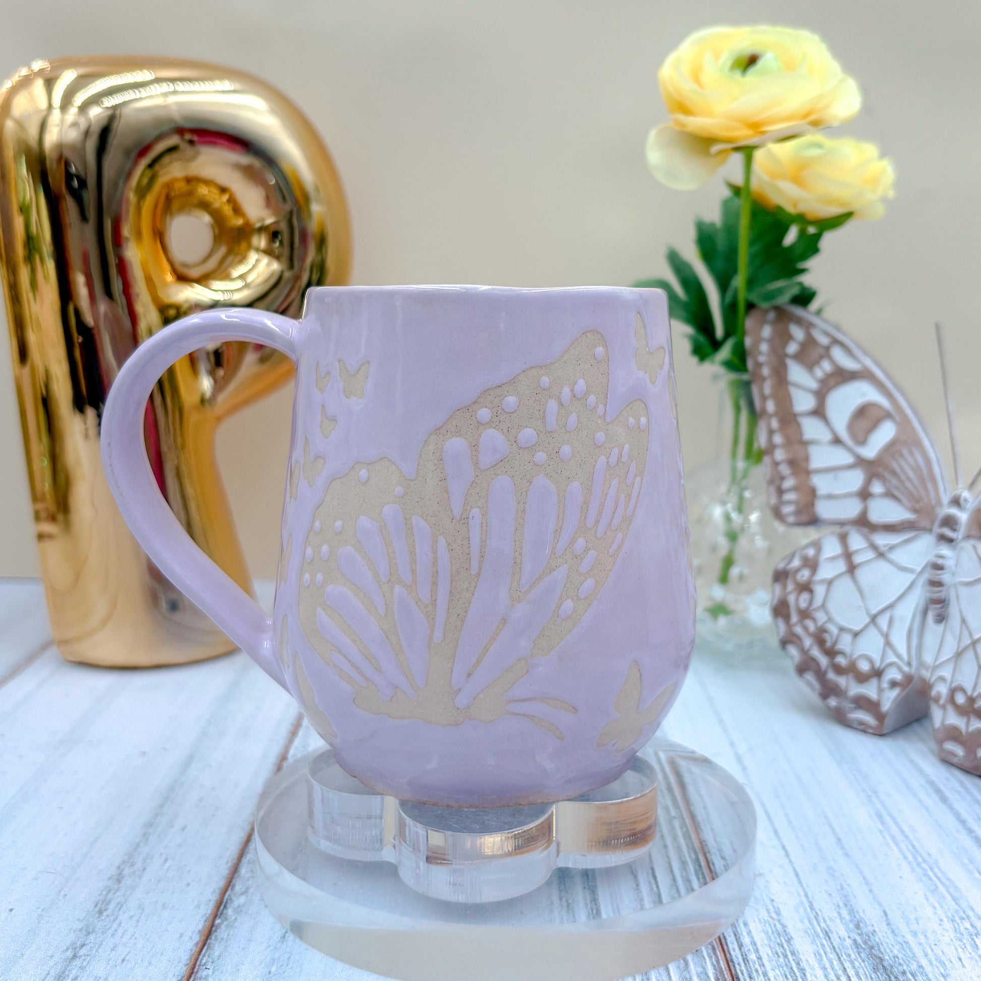Light Purple Butterfly Ceramic Mug