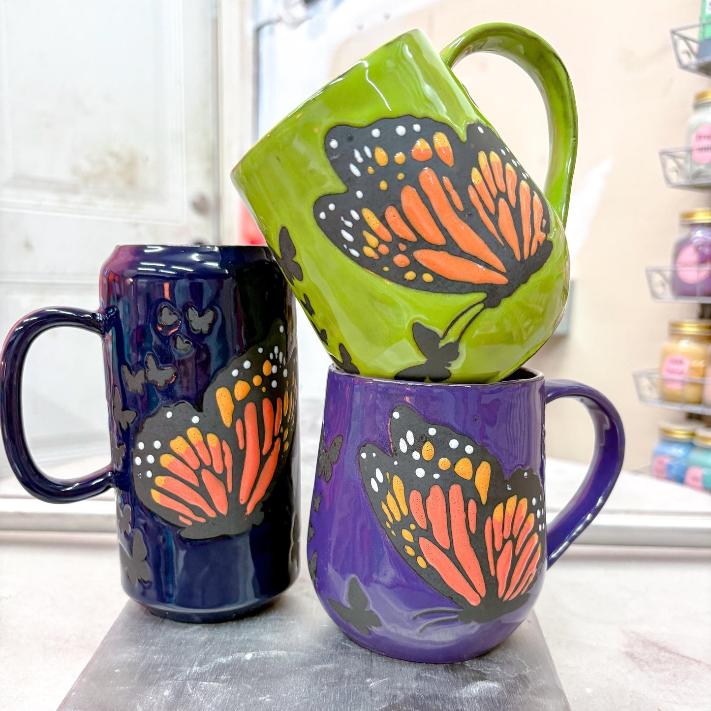 Purple Monarch Butterfly Ceramic Mug