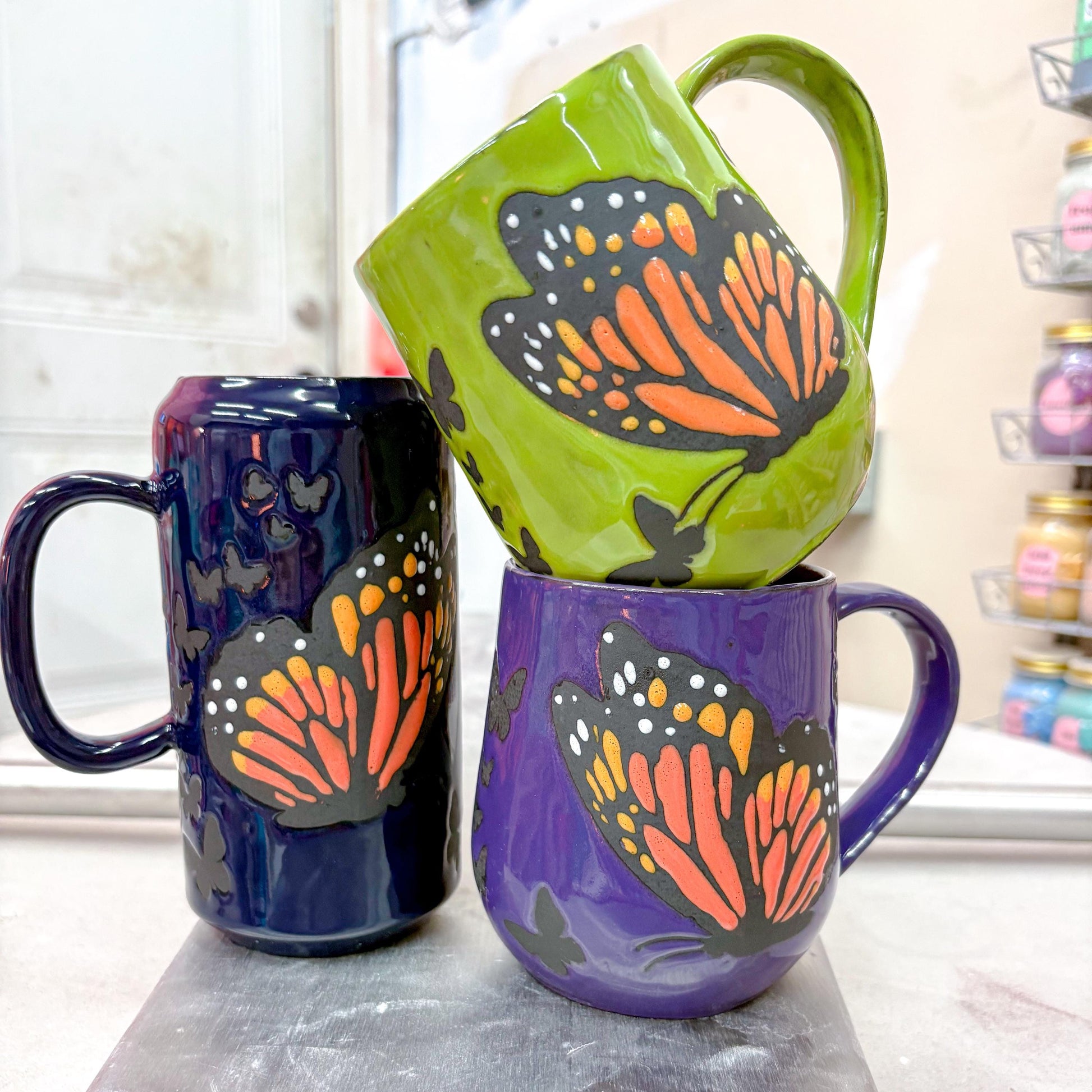 Purple Monarch Butterfly Ceramic Mug