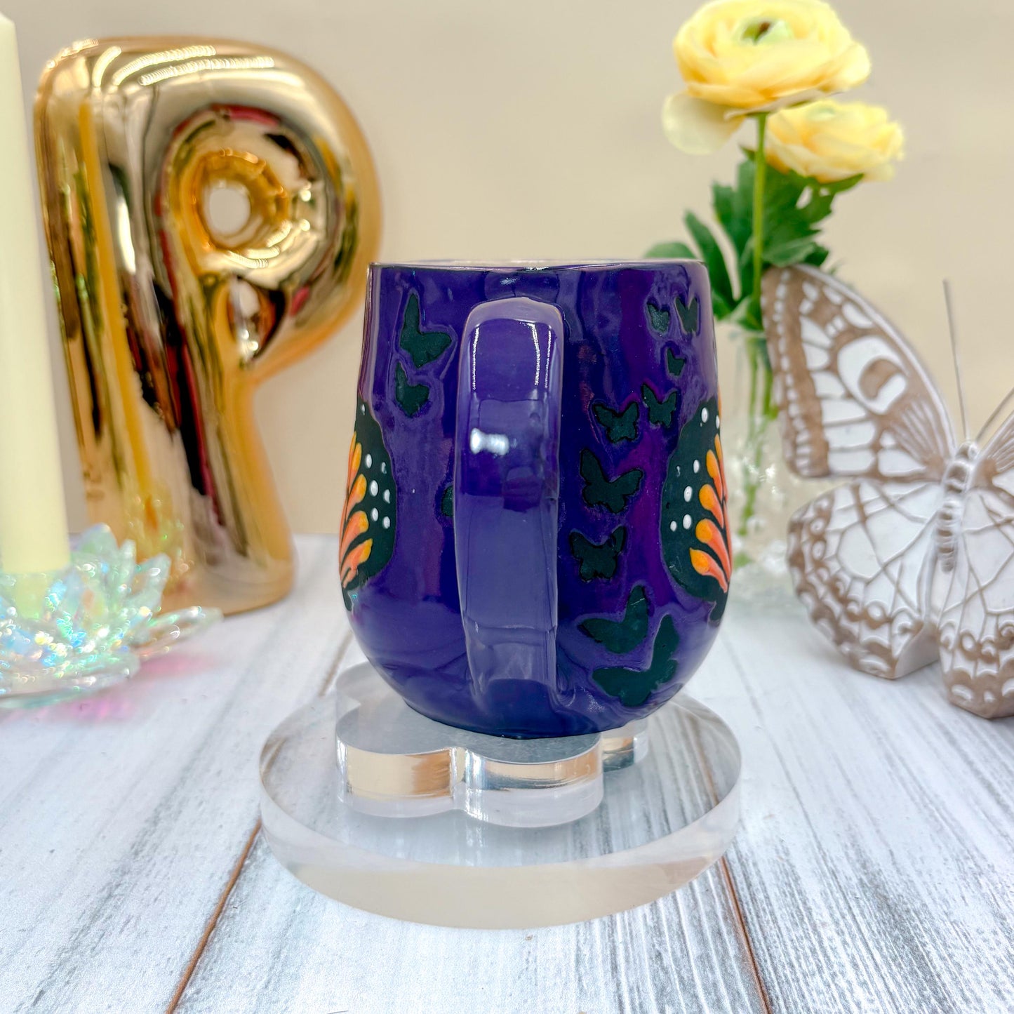 Purple Monarch Butterfly Ceramic Mug