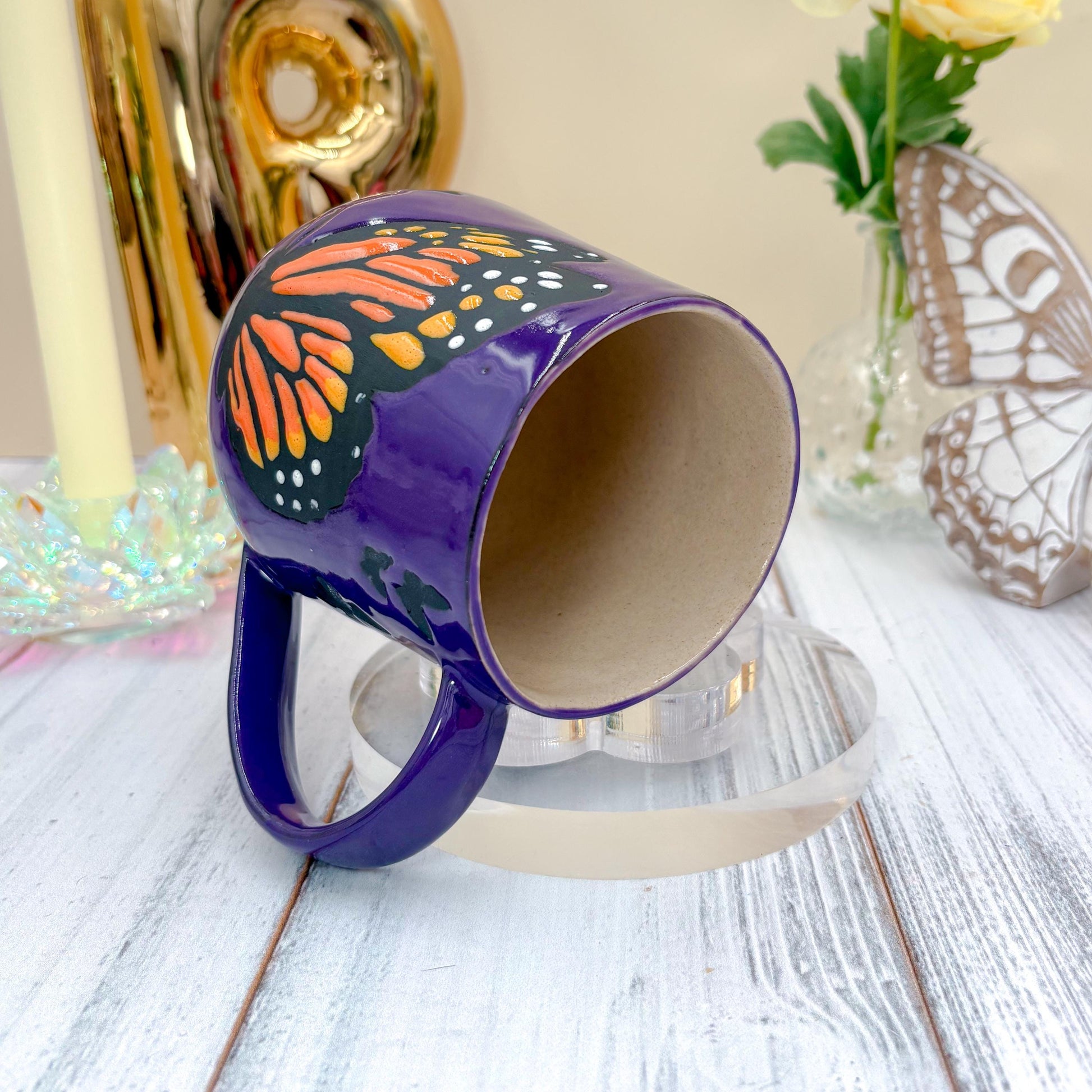 Purple Monarch Butterfly Ceramic Mug