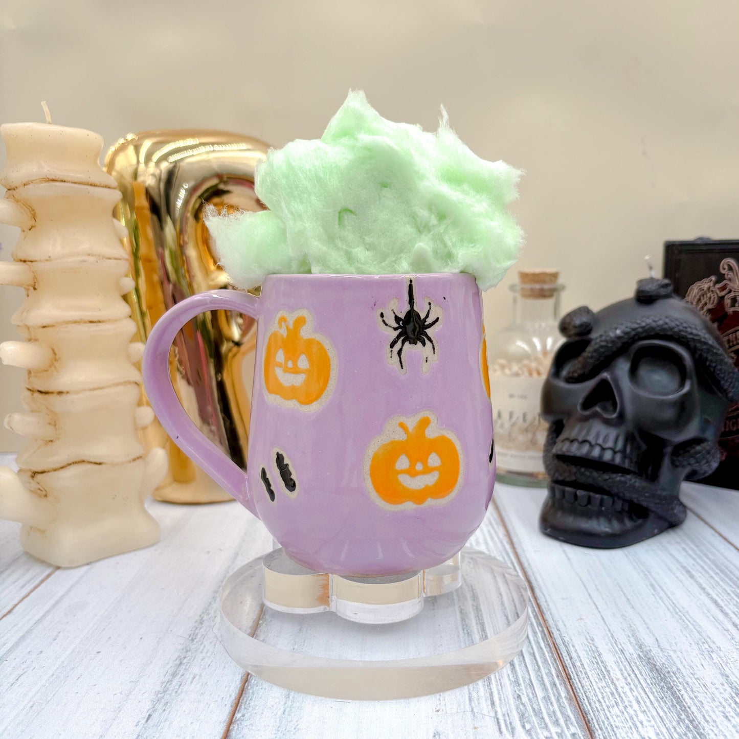 Purple Pumkin Ceramic Mug, Autumn Gift For Her, Retro Fall Mug, Halloween Gift, Spooky Mug Handmade, Cute Autumn Mugs, Pumpkin Ceramic Mug