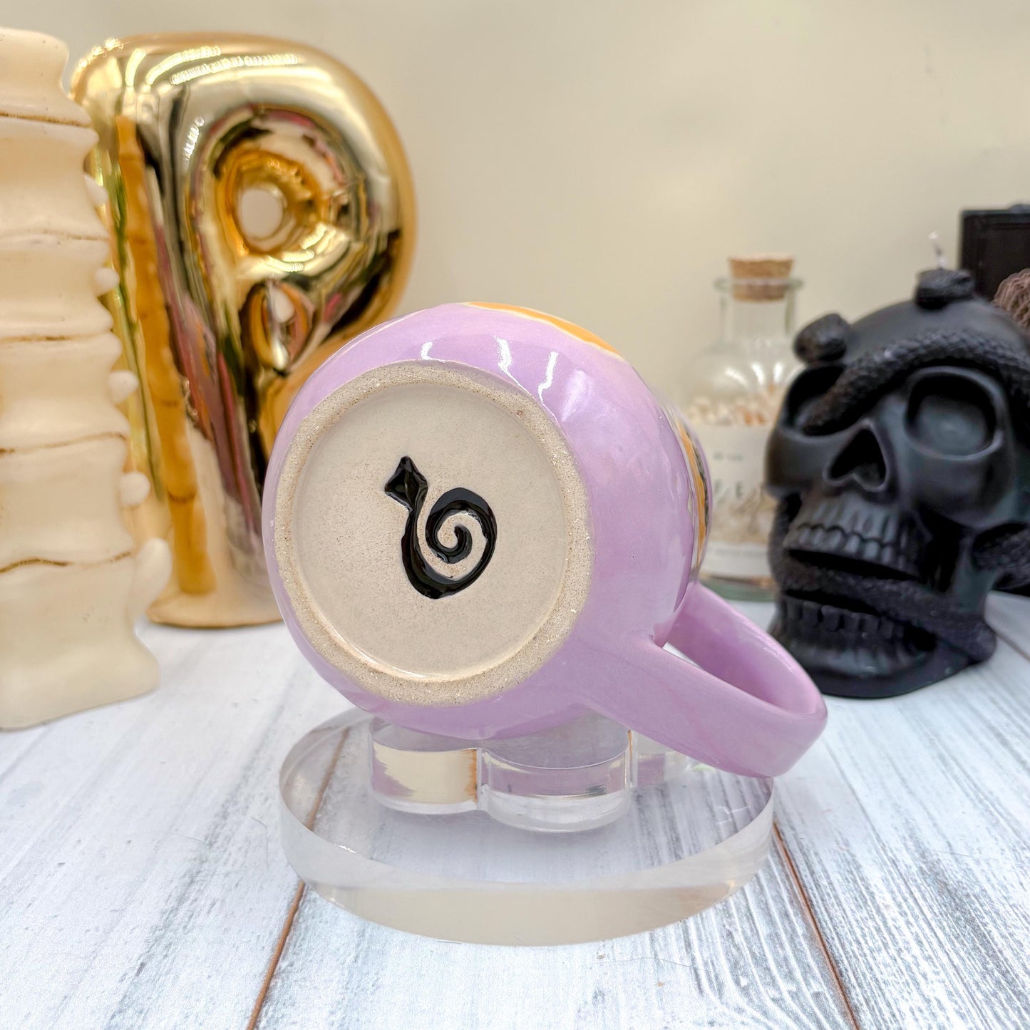 Purple Kitty Pumkin Ceramic Mug, Autumn Gift, Retro Fall Mug, Halloween Gift, Spooky Mug Handmade, Cute Autumn Mugs, Cat Mug, Pumpkin Mug