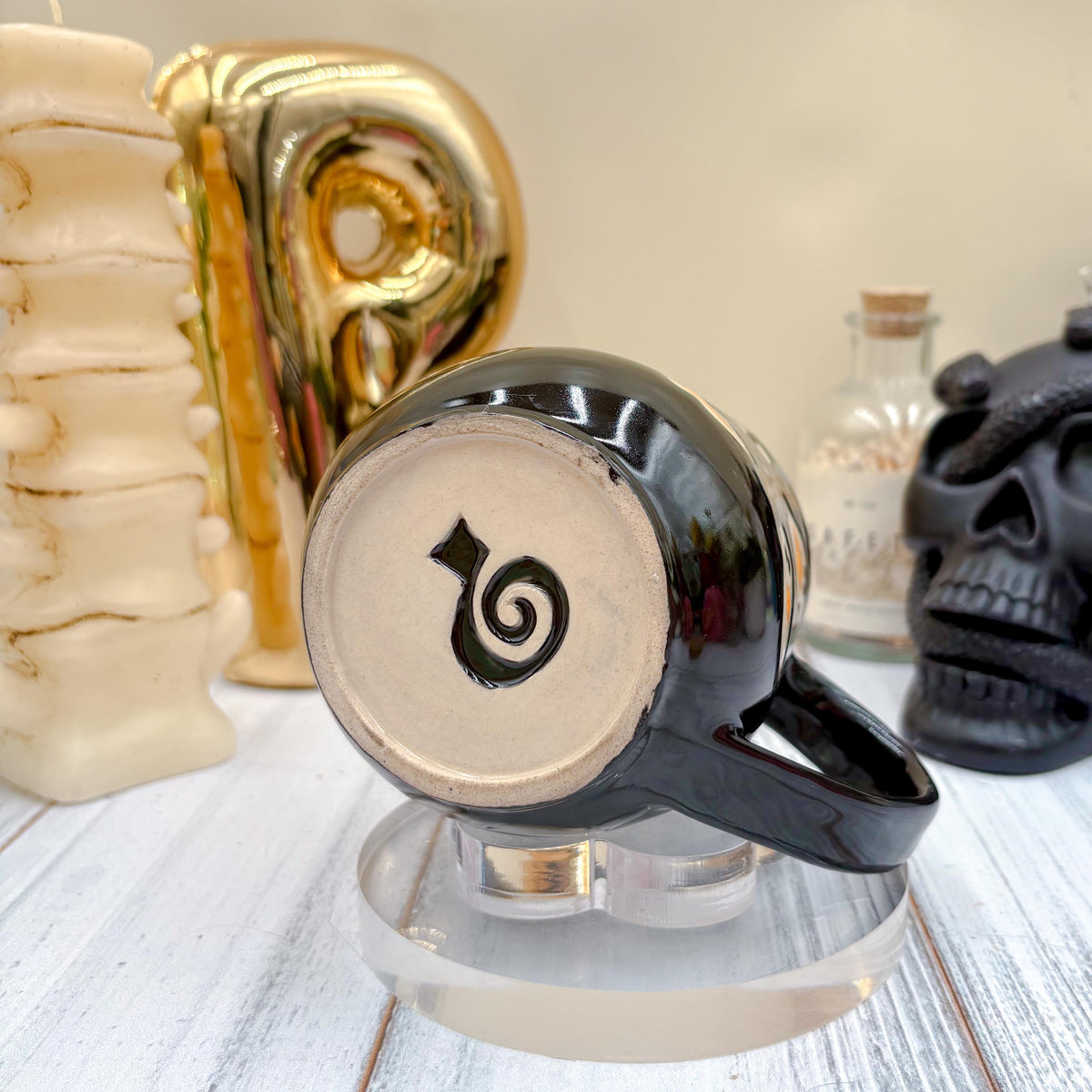 Black Ghost Pumkin Ceramic Mug, Autumn Gift For Her, Retro Fall Mug, Halloween Gift, Spooky Mug Handmade, Cute Autumn Mugs, Ghost Mug