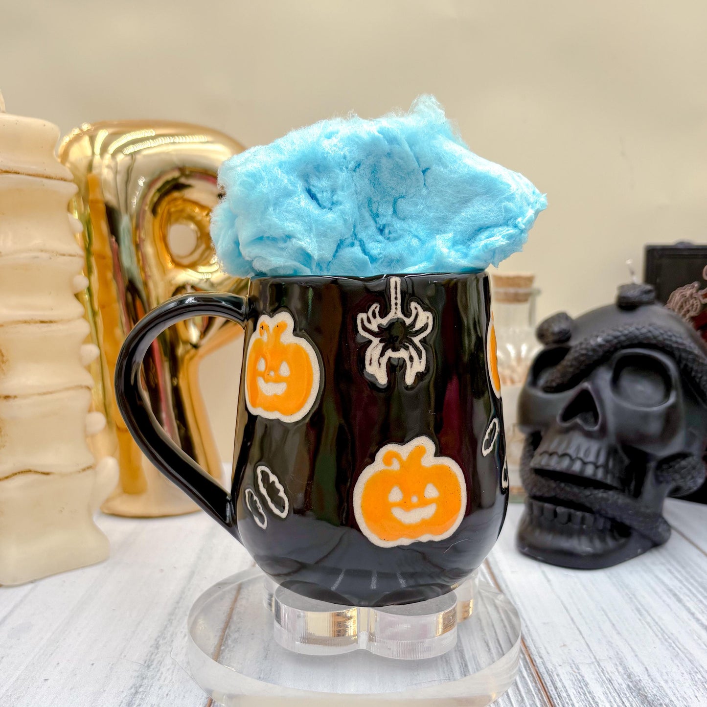 Black Pumkin Ceramic Mug, Autumn Gift For Her, Retro Fall Mug, Halloween Gift, Spooky Mug Handmade, Cute Autumn Mugs, Pumpkin Ceramic Mug