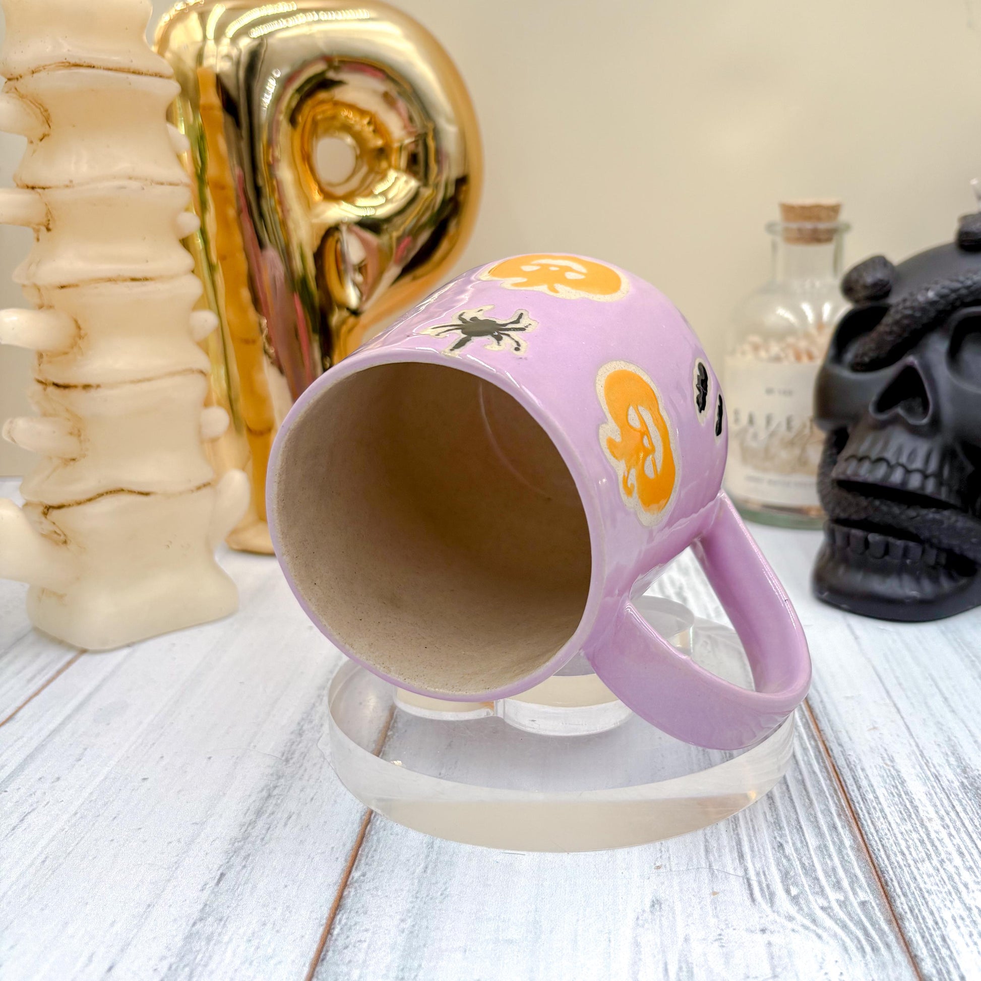 Purple Pumkin Ceramic Mug, Autumn Gift For Her, Retro Fall Mug, Halloween Gift, Spooky Mug Handmade, Cute Autumn Mugs, Pumpkin Ceramic Mug
