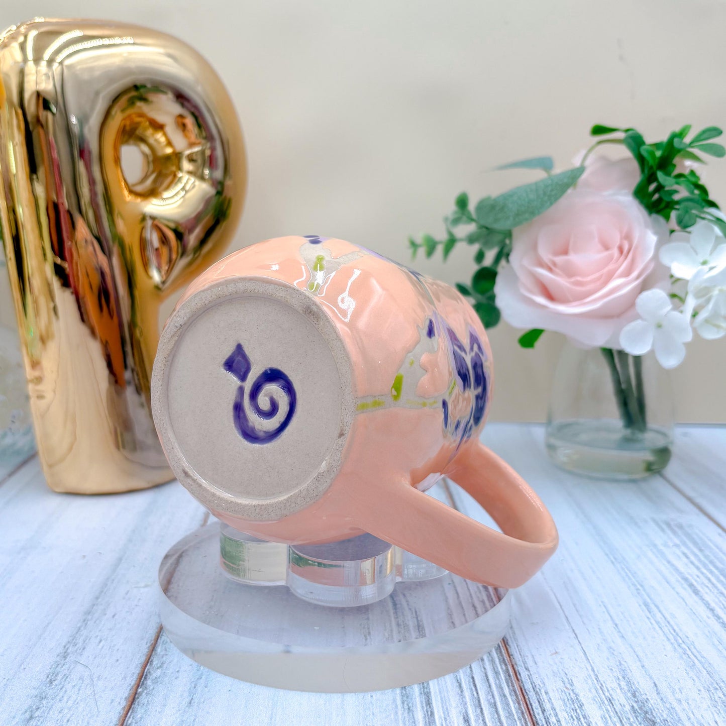 Peach Iris Ceramic Mug, Purple Iris Ceramic Mug, Flower Lover Gift, Purple Iris Flower, Gardener Gift Idea, Flower Home Decor, Cute Mug