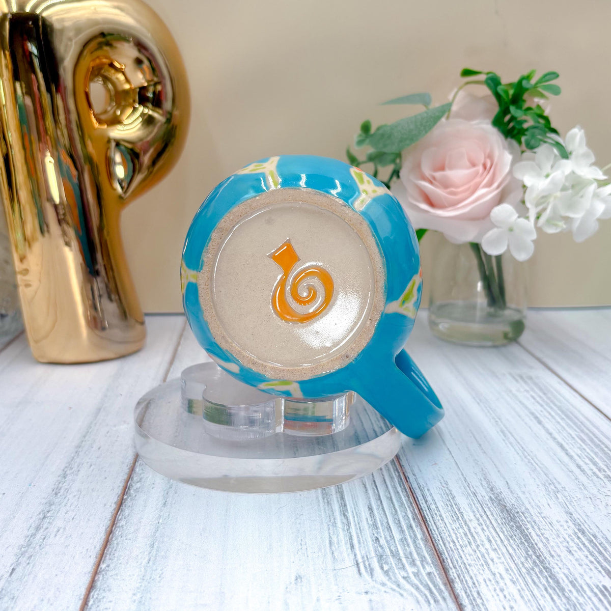 Teal Iris Ceramic Mug, Orange Iris Ceramic Mug, Flower Lover Gift, Orange Iris Flower, Gardener Gift Idea, Flower Home Decor, Cute Mug