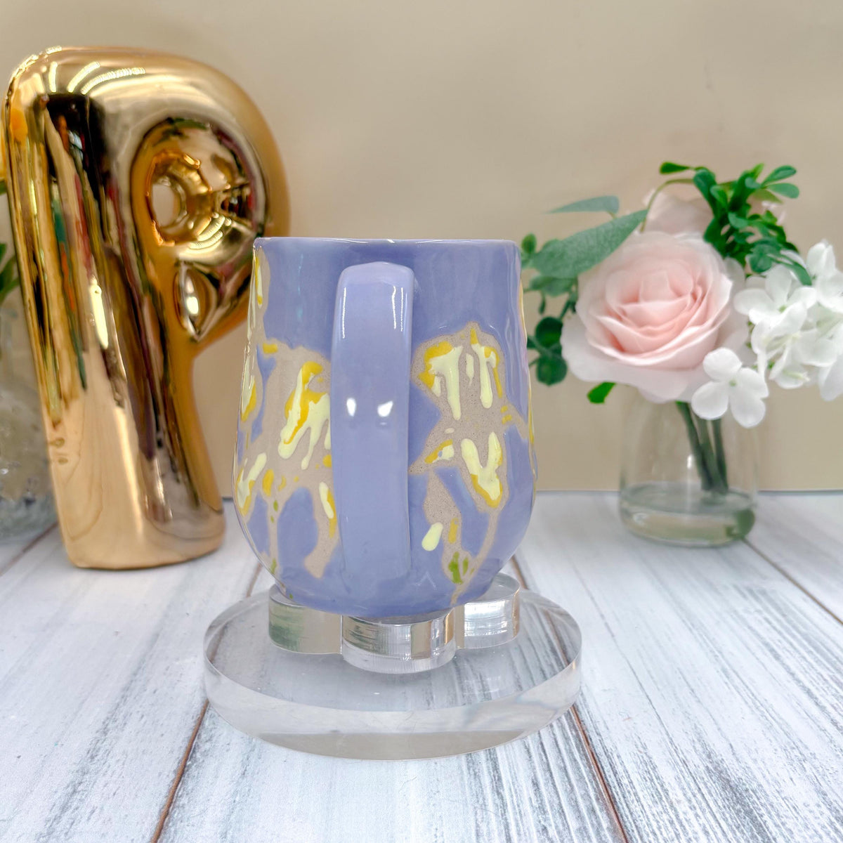 Lavender Iris Ceramic Mug, Yellow Iris Ceramic Mug, Flower Lover Gift, Yellow Iris Flower, Gardener Gift Idea, Flower Home Decor, Cute Mug