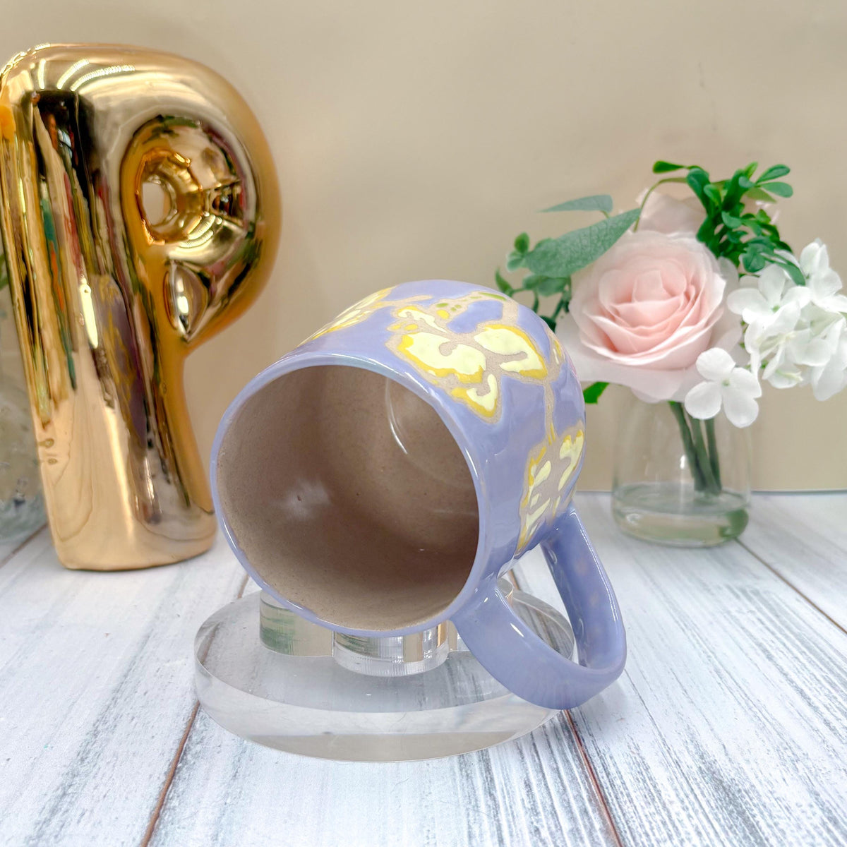 Lavender Iris Ceramic Mug, Yellow Iris Ceramic Mug, Flower Lover Gift, Yellow Iris Flower, Gardener Gift Idea, Flower Home Decor, Cute Mug
