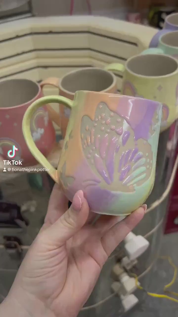 Rainbow Ombré Butterfly Tumbler Mug