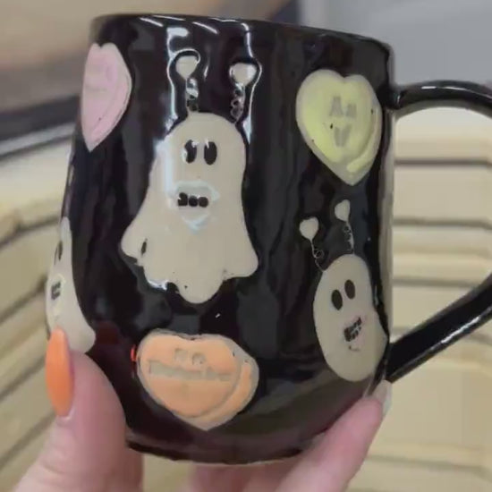 Black Valentines Ghost 16 Ounce Ceramic Mug