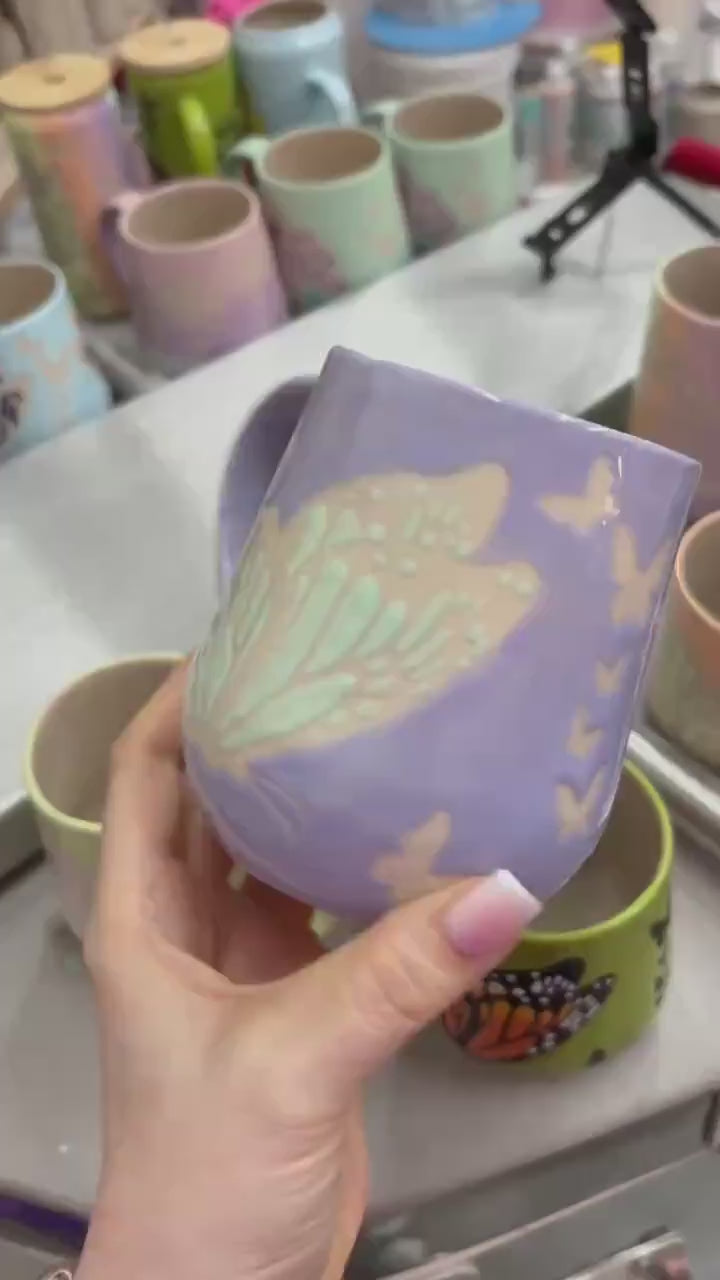 Lavender Butterfly Ceramic Mug