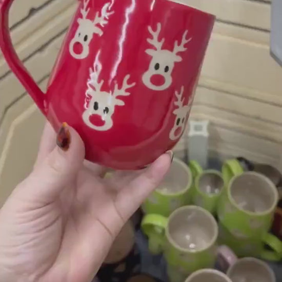 Red Reindeer Ceramic Mug