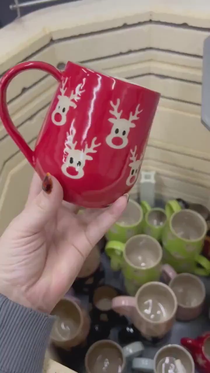 Red Reindeer Ceramic Mug