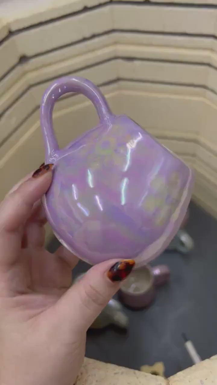 Purple Pearly Snowflake 12 Oz Ceramic Mug