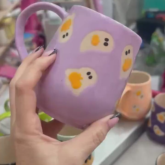 Purple Ghost Pumkin Ceramic Mug