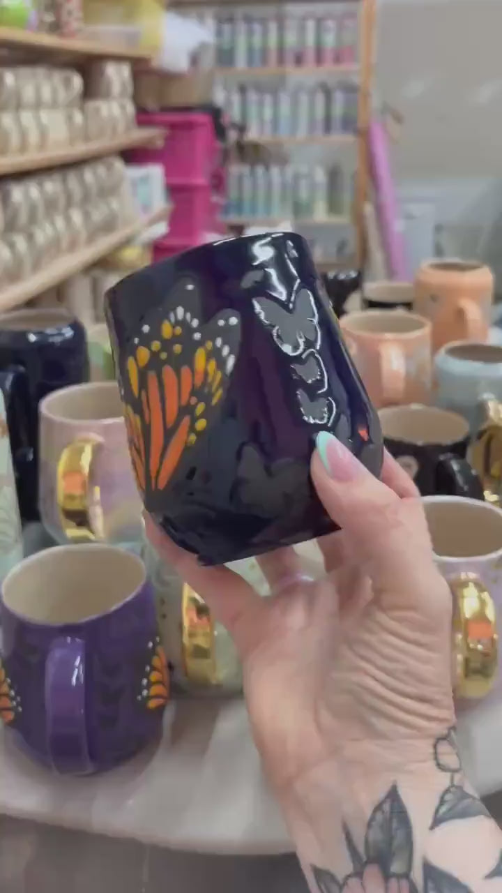 Blue Monarch Butterfly Ceramic Mug