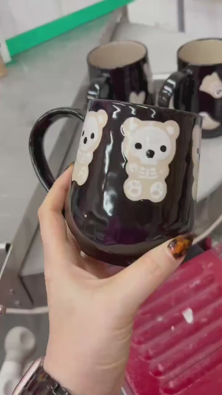 Matte Black Gummy Bear Ceramic Mug