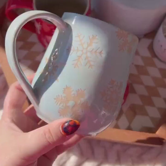Blue Snowflake 16 Ounce Ceramic Mug