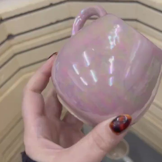 Pink Pearly Snowflake 12 Oz Ceramic Mug
