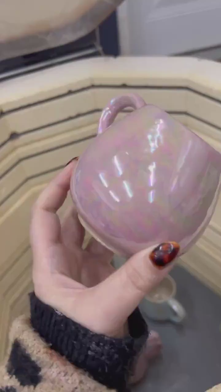 Pink Pearly Snowflake 12 Oz Ceramic Mug