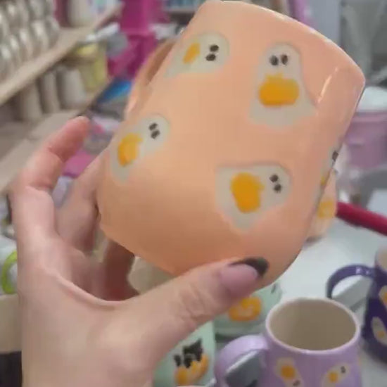 Peach Ghost Pumkin Ceramic Mug